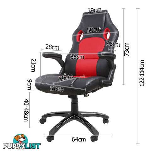 8 Point Massage Racing PU Leather Office Computer Chair Black/Red