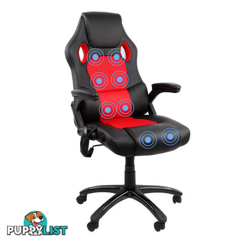 8 Point Massage Racing PU Leather Office Computer Chair Black/Red