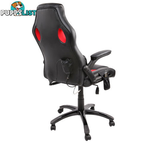 8 Point Massage Racing PU Leather Office Computer Chair Black/Red