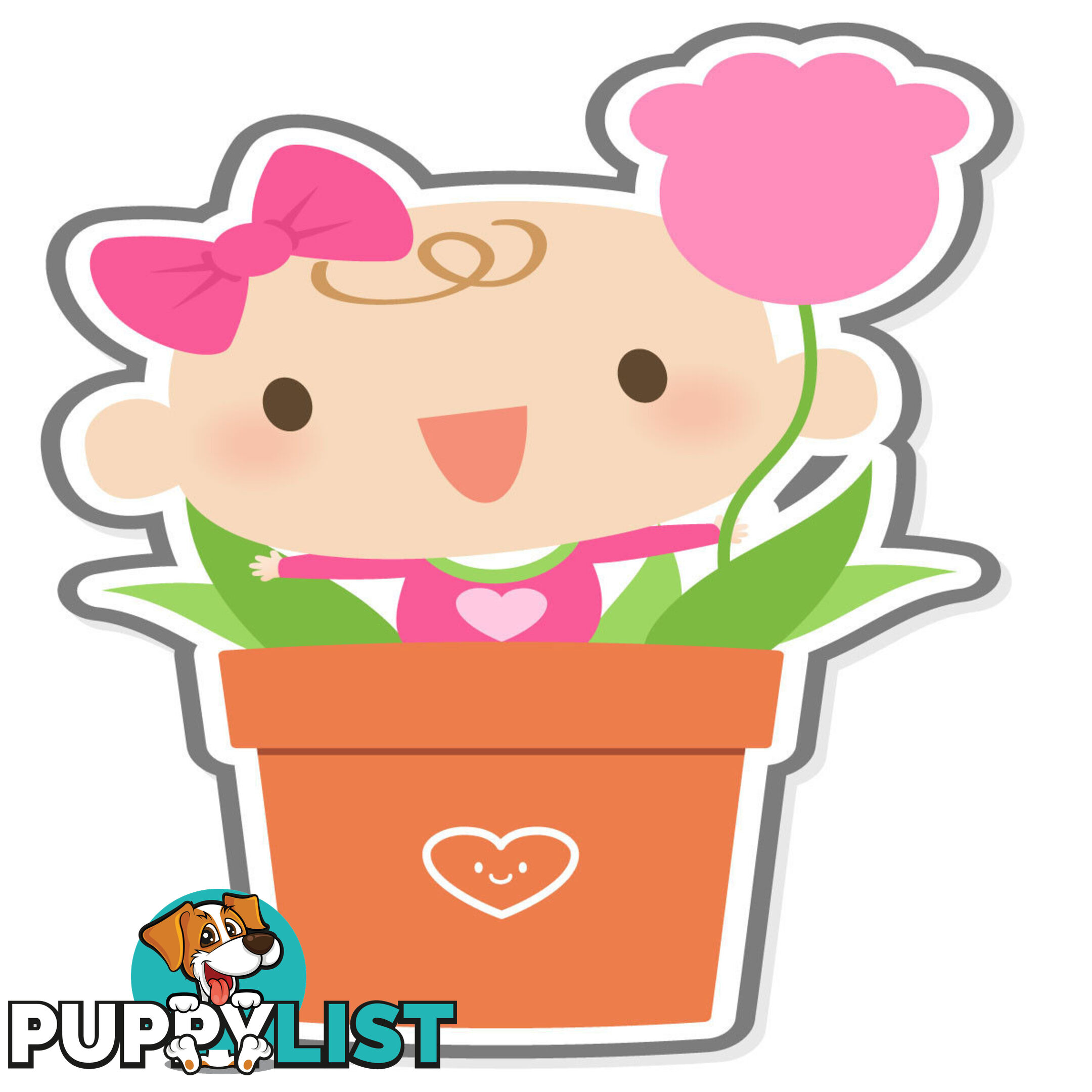 Flowerpot Girl Wall Stickers - Totally Movable