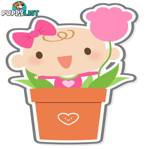 Flowerpot Girl Wall Stickers - Totally Movable