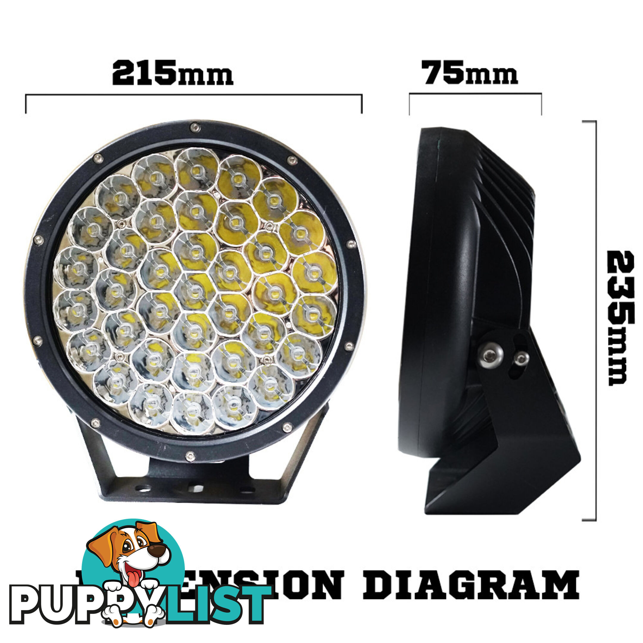 Pair 9inch 370w Cree LED Driving Light Black Spotlight Offroad HID 4x4 ATV