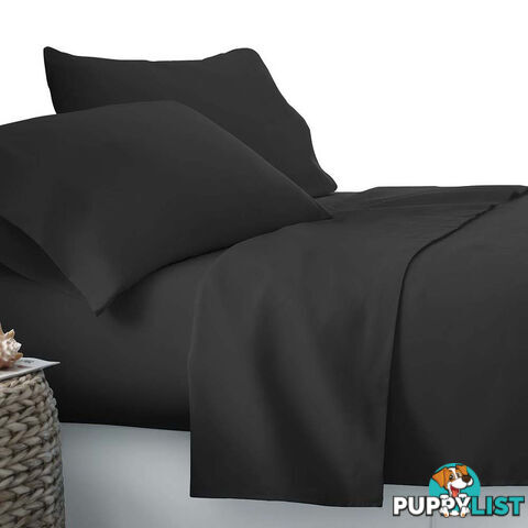 4 Piece Microfibre Sheet Set King  Black