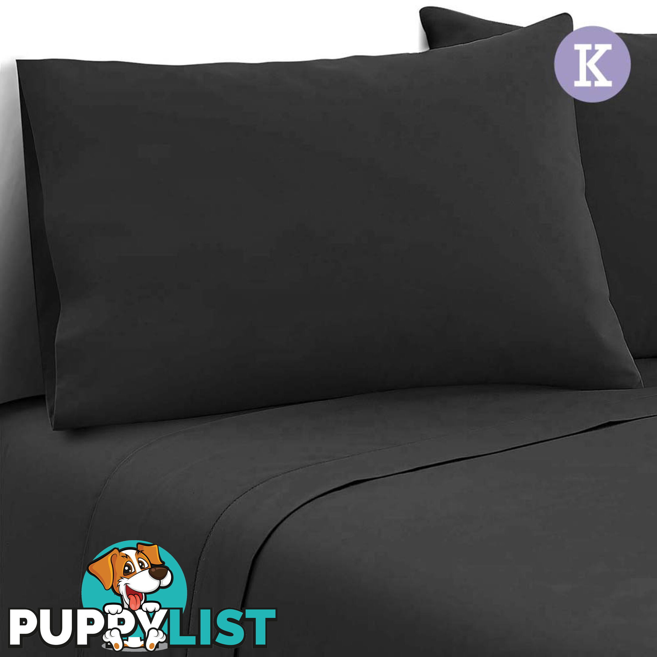 4 Piece Microfibre Sheet Set King  Black