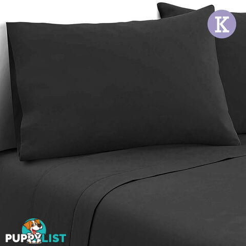 4 Piece Microfibre Sheet Set King  Black