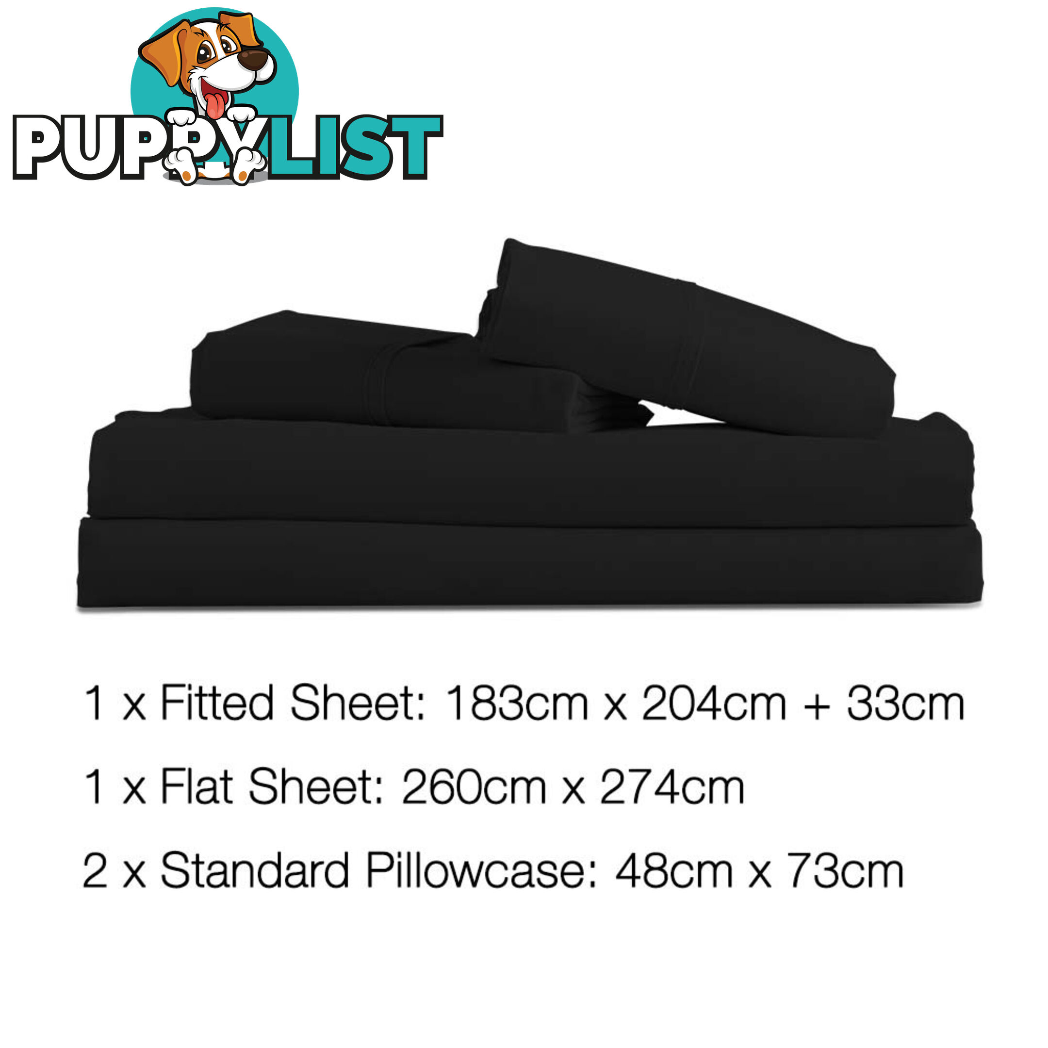 4 Piece Microfibre Sheet Set King  Black