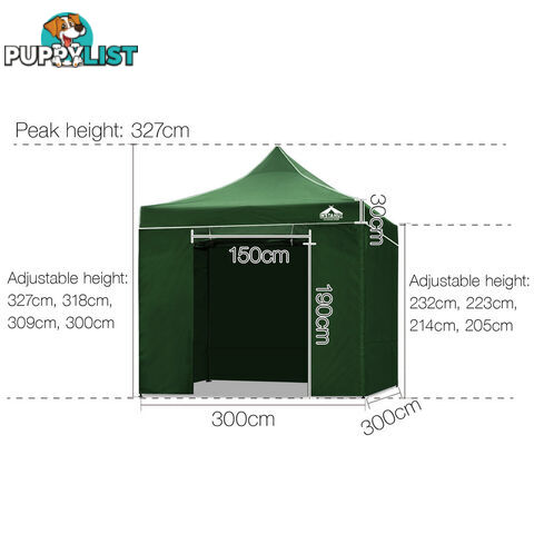 3x3 Pop Up Gazebo Hut with Sandbags Green