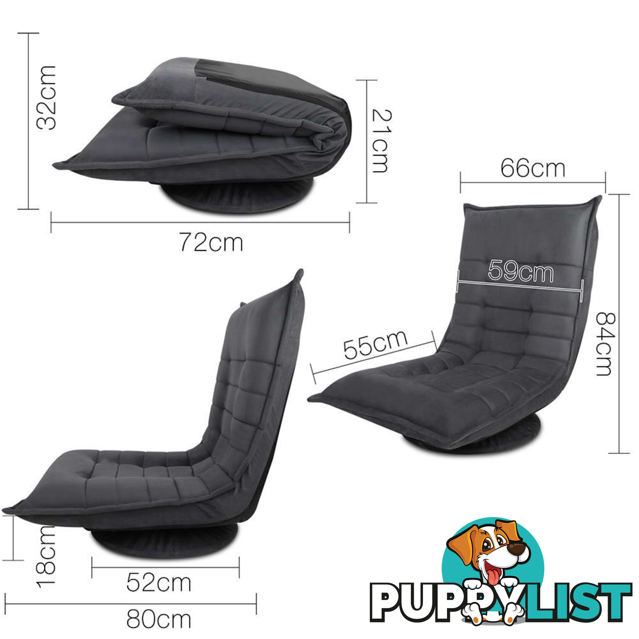 Single Size Lounge Chair with Arms  Grey