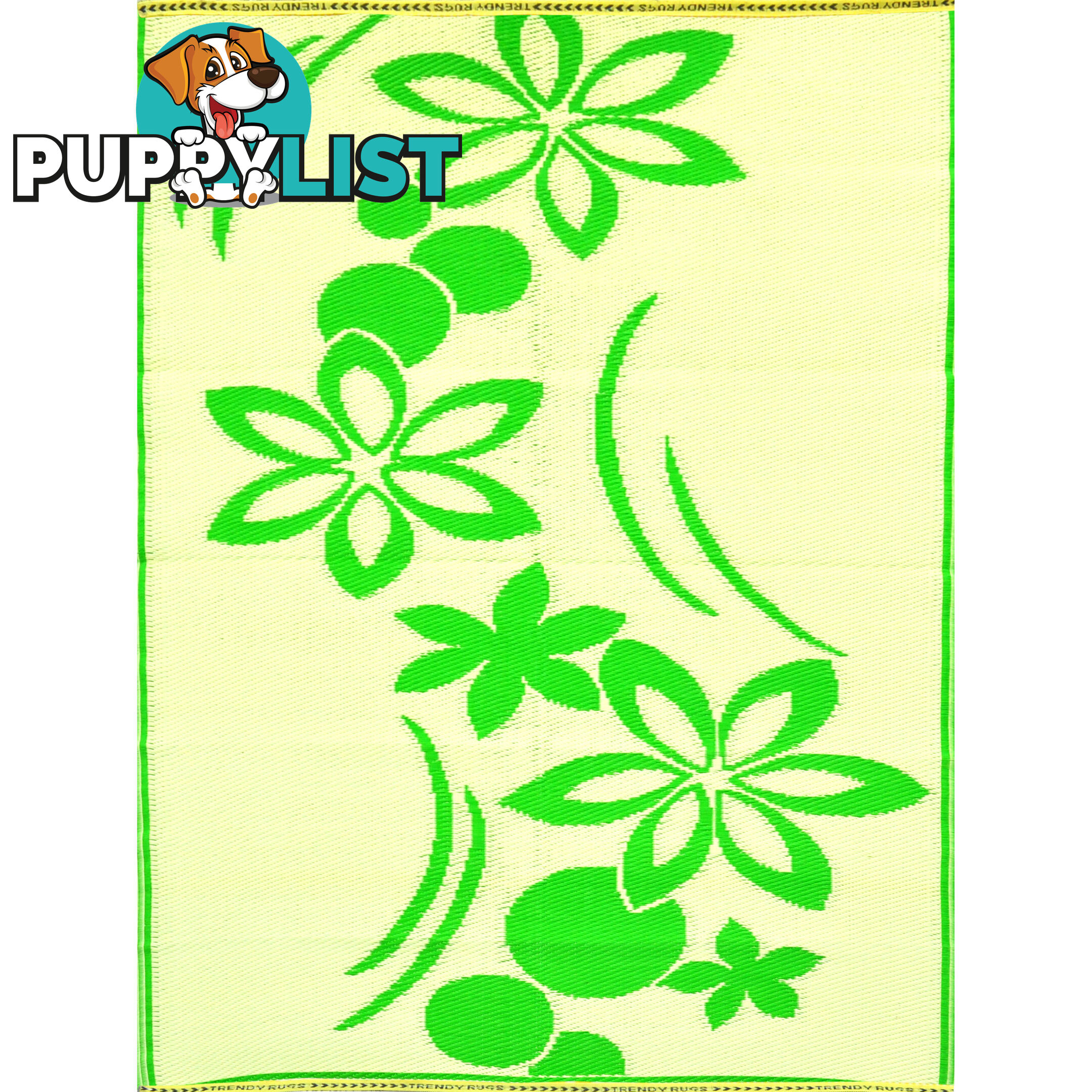 Flower Rug Green & Cream 150x240cm