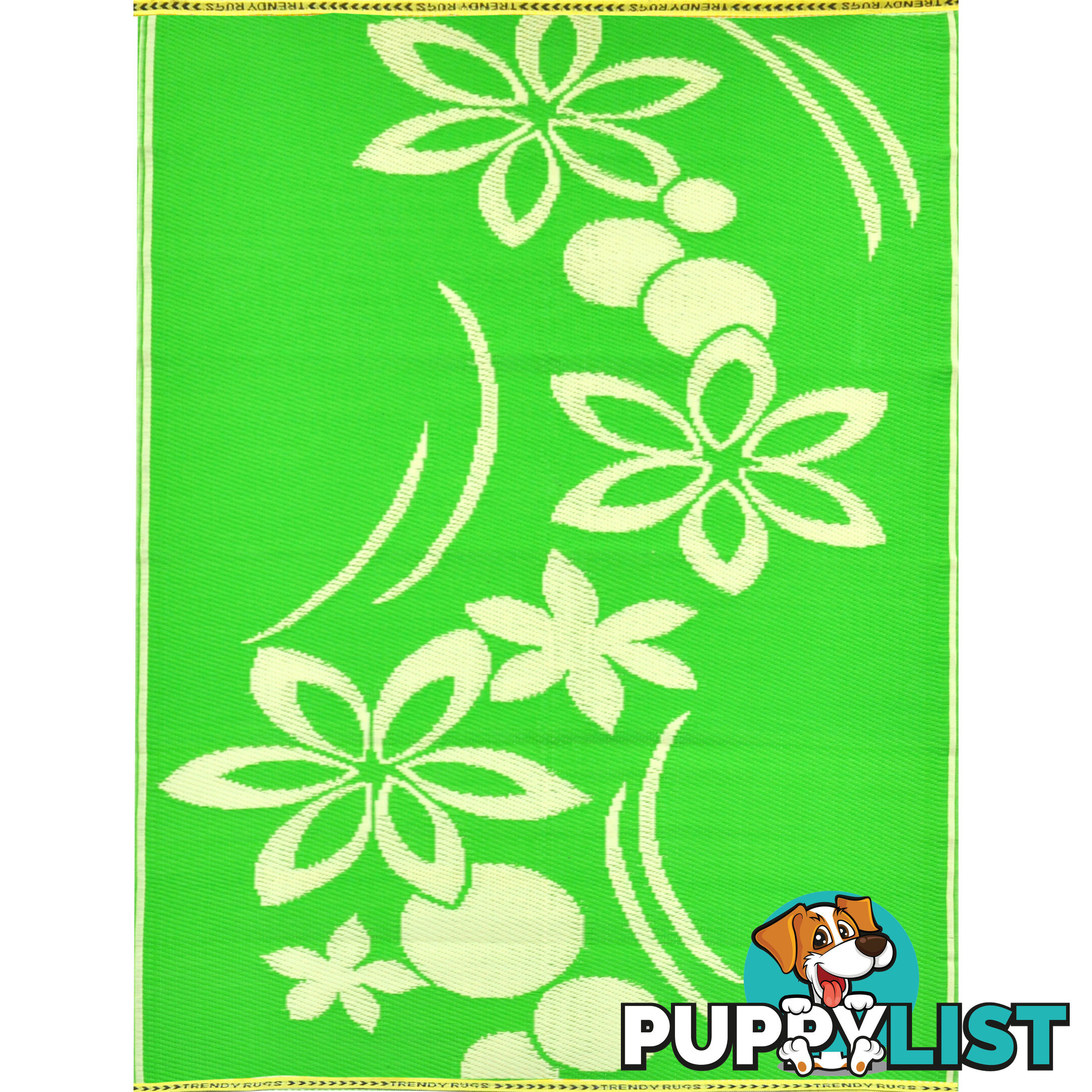 Flower Rug Green & Cream 150x240cm