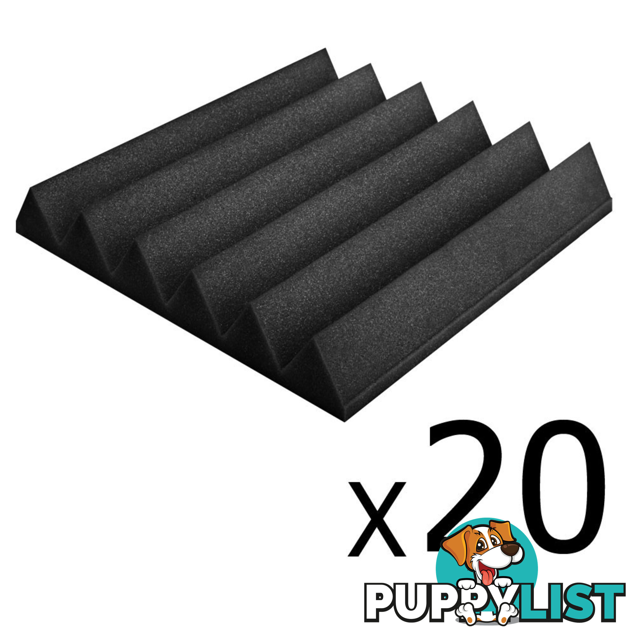 Set of 20 Studio Wedge Acoustic Foam Black 30 x 30cm