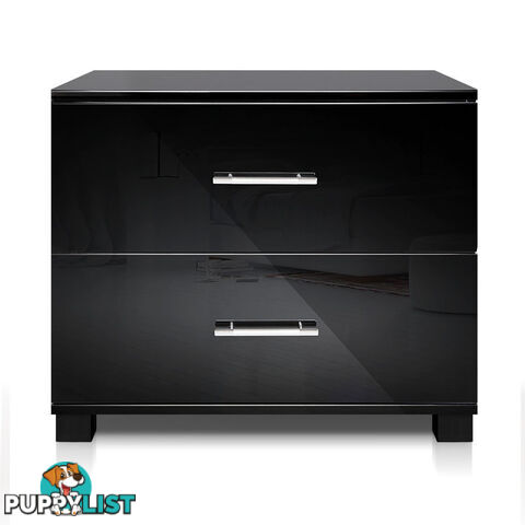 Glossy Bedside Table - Black