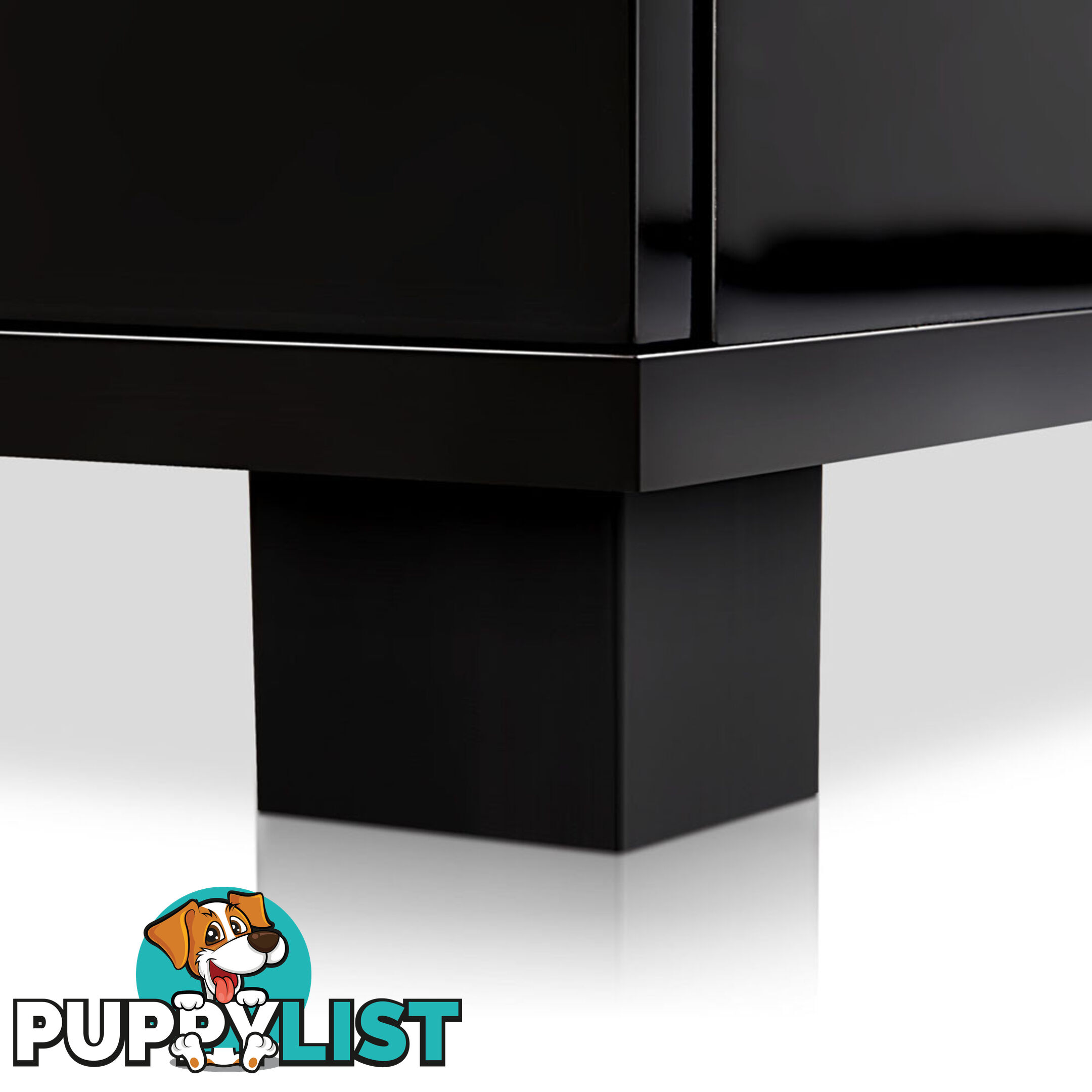 Glossy Bedside Table - Black