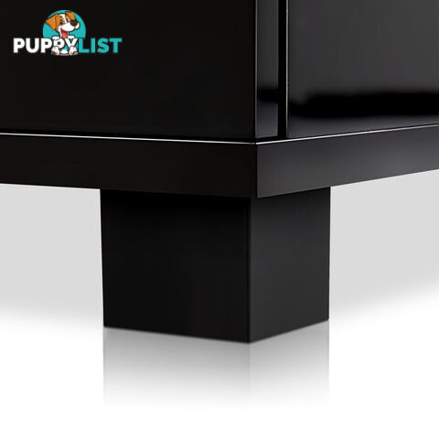 Glossy Bedside Table - Black