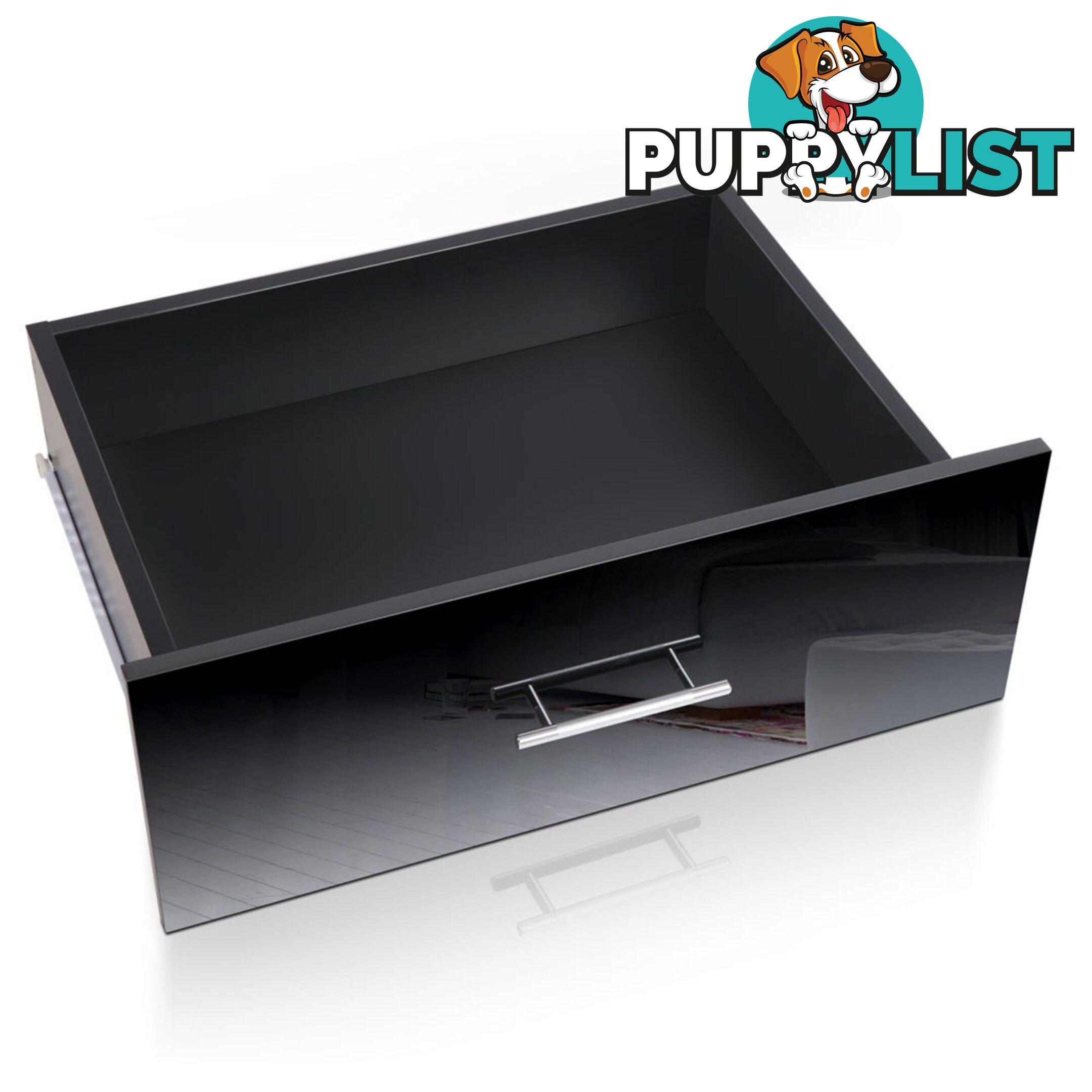 Glossy Bedside Table - Black