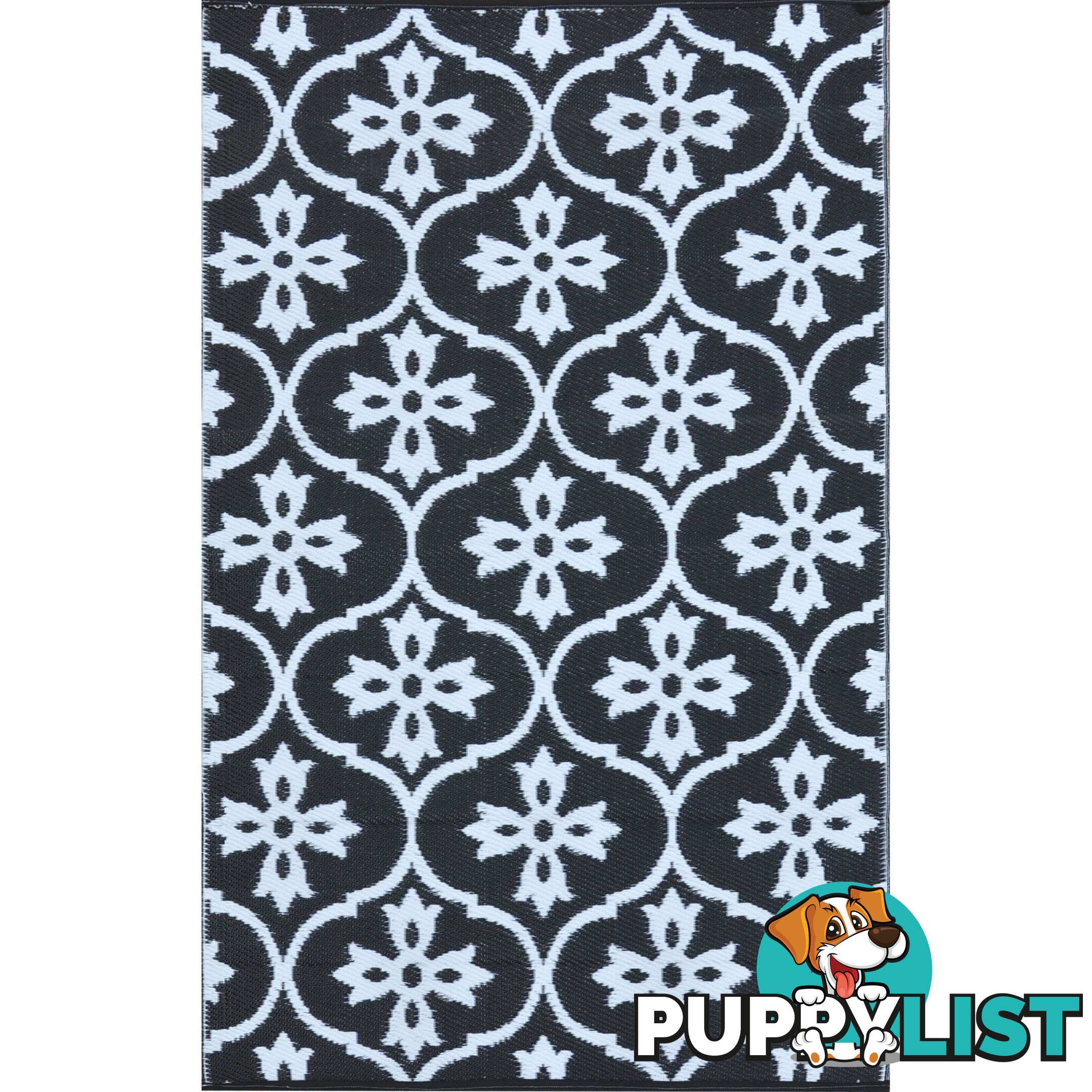 Moroccan Tile Reversable Rug Black & White 150x210cm