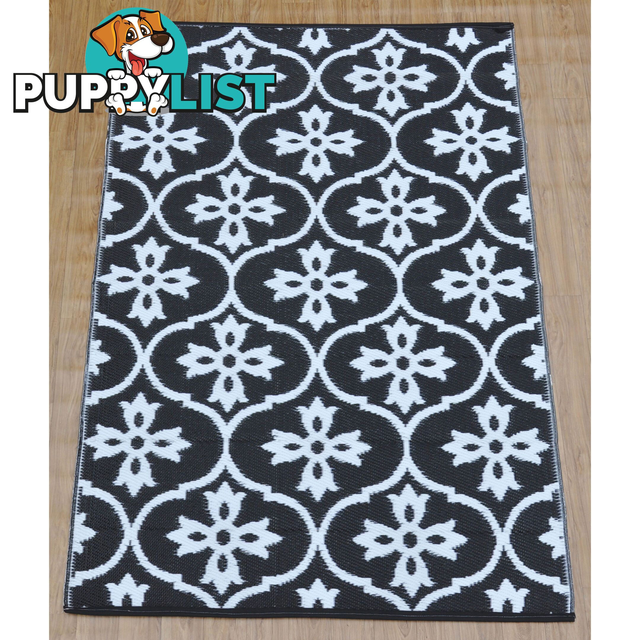 Moroccan Tile Reversable Rug Black & White 150x210cm