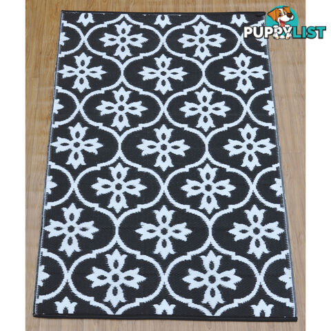 Moroccan Tile Reversable Rug Black & White 150x210cm