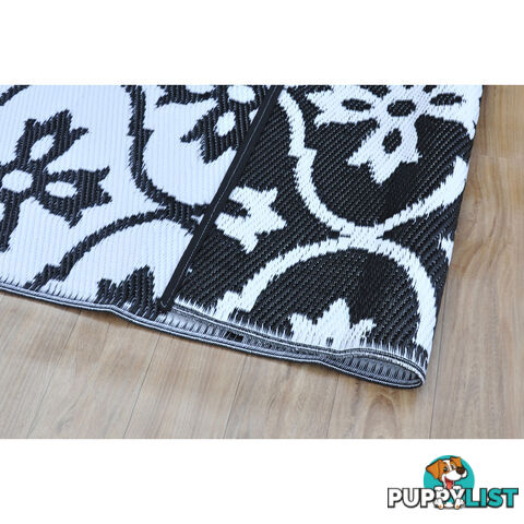 Moroccan Tile Reversable Rug Black & White 150x210cm