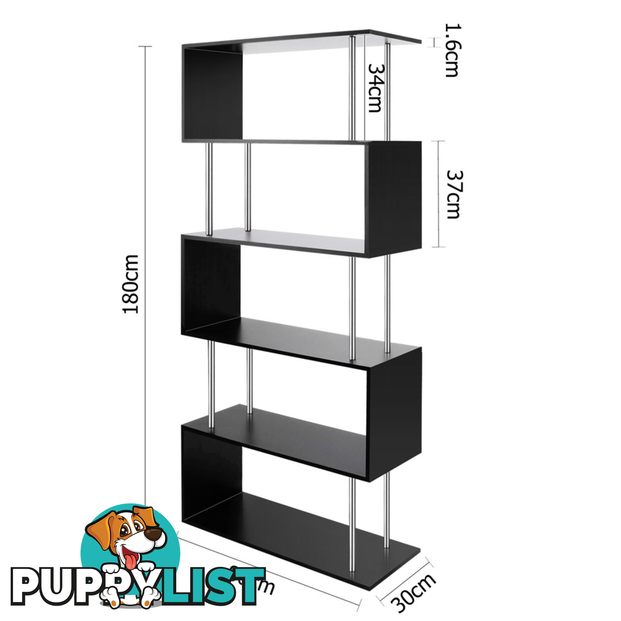 5 Tier Display/Book/Storage Shelf Unit Black