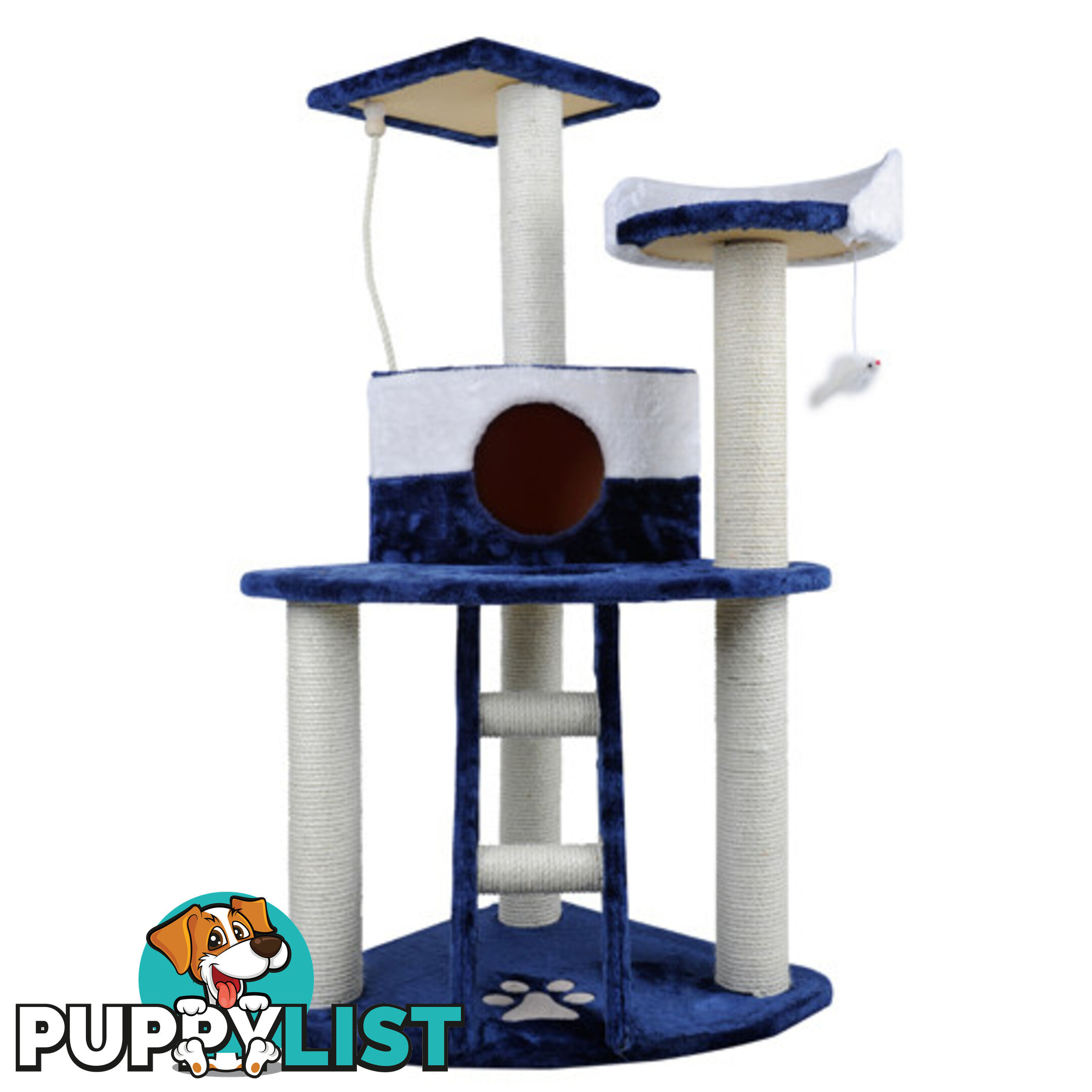 Cat Scratching Poles Post Furniture Tree House Condo Blue White