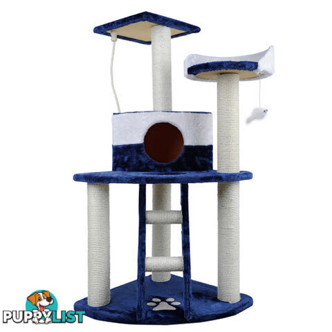 Cat Scratching Poles Post Furniture Tree House Condo Blue White