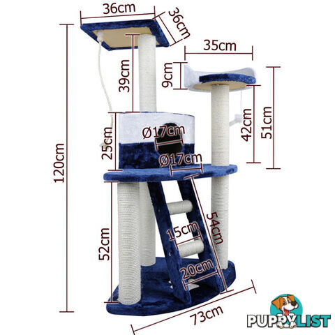 Cat Scratching Poles Post Furniture Tree House Condo Blue White