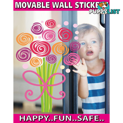 Large Size Bouquet of Flowers Wall Stickers - Totally Movable