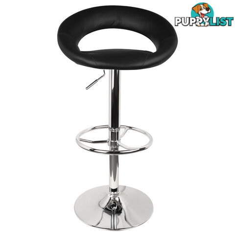 Set of 2 PU Leather Kitchen Bar Stool Black