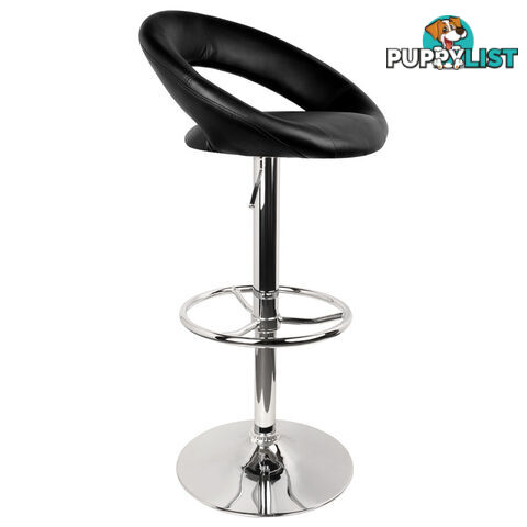 Set of 2 PU Leather Kitchen Bar Stool Black