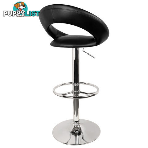 Set of 2 PU Leather Kitchen Bar Stool Black