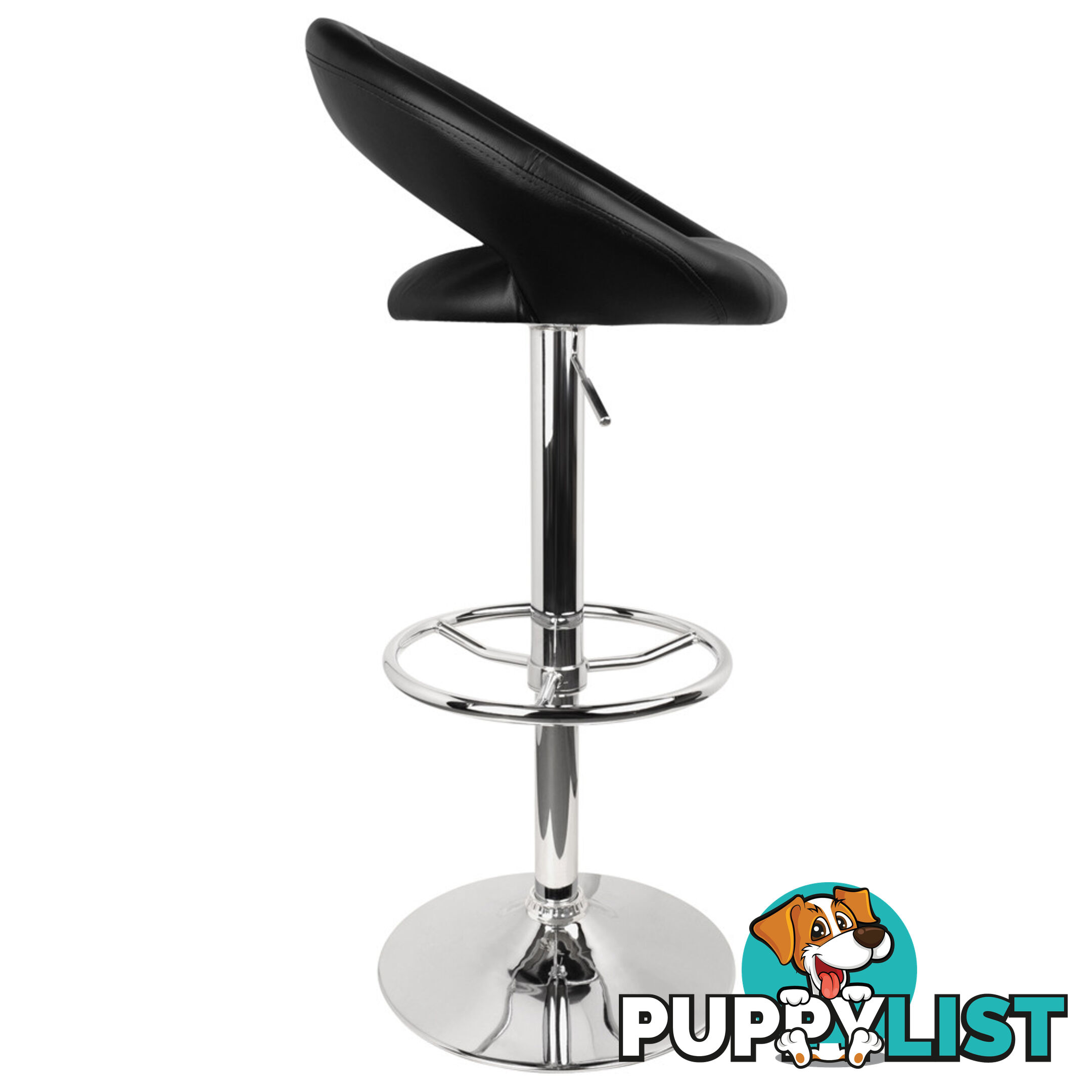 Set of 2 PU Leather Kitchen Bar Stool Black