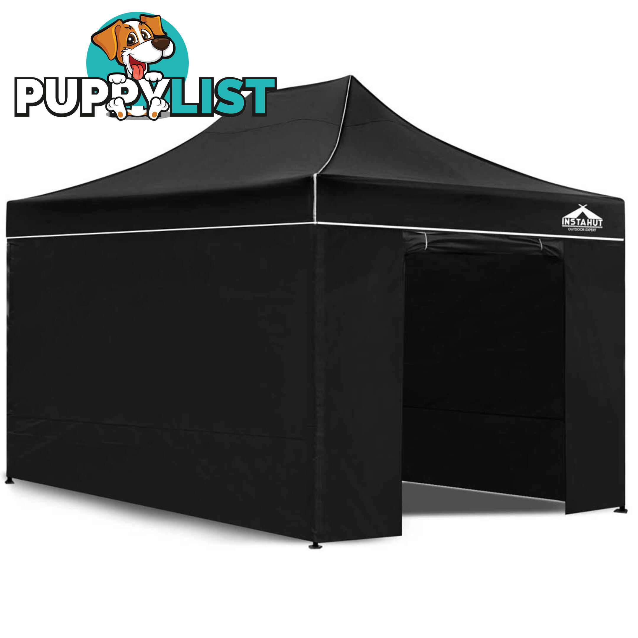 3x4.5 Pop Up Gazebo Hut with Sandbags Black