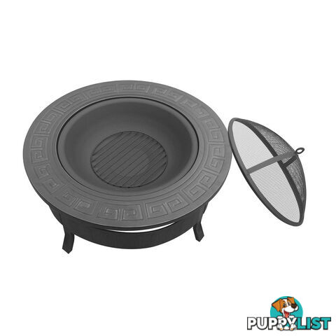 Outdoor Fire Pit BBQ Table Grill Fireplace Round