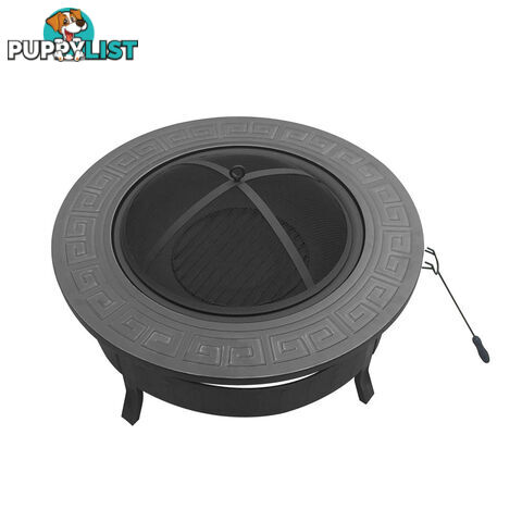 Outdoor Fire Pit BBQ Table Grill Fireplace Round