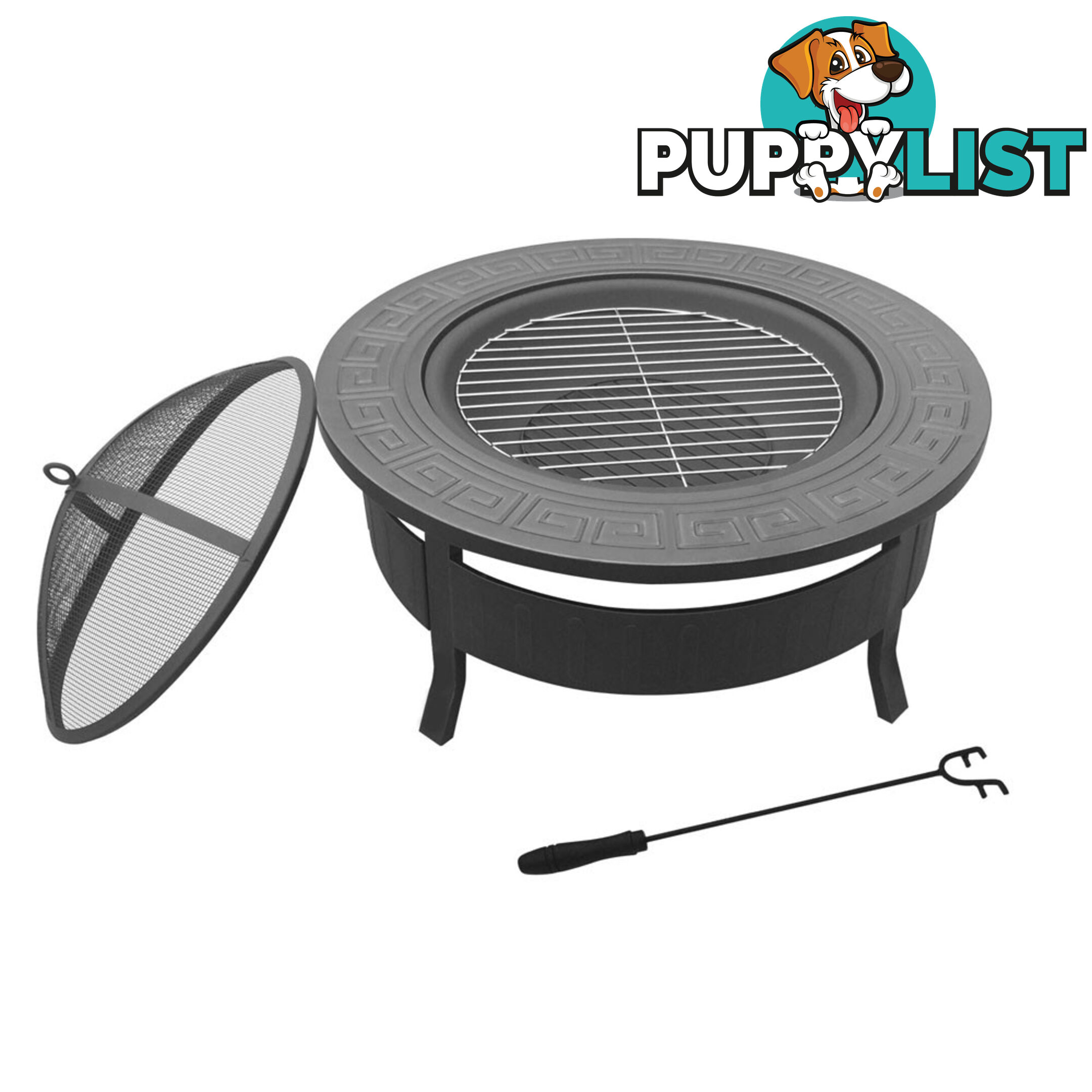 Outdoor Fire Pit BBQ Table Grill Fireplace Round