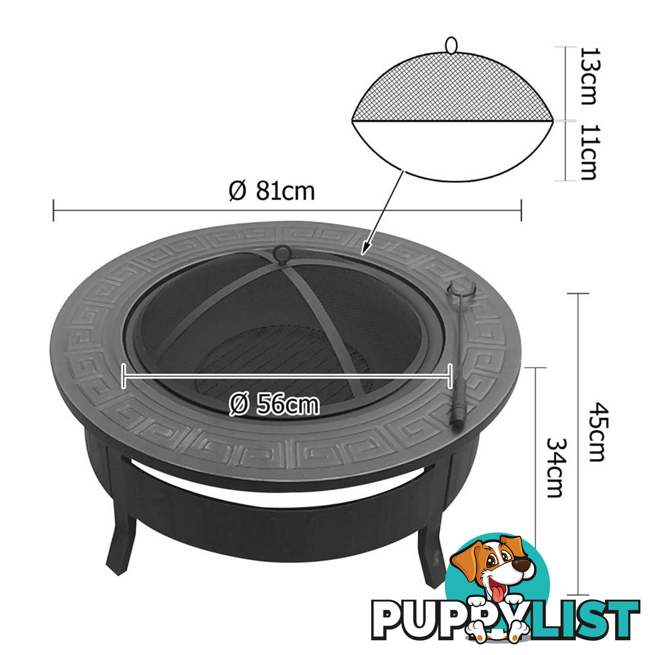 Outdoor Fire Pit BBQ Table Grill Fireplace Round