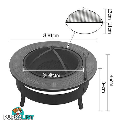 Outdoor Fire Pit BBQ Table Grill Fireplace Round