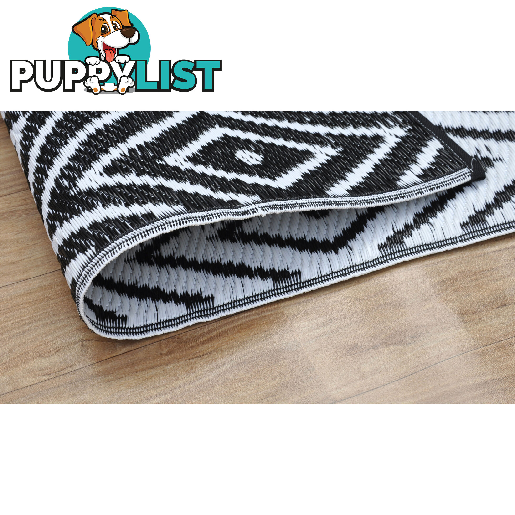 Diamond Reversable Rug Black & White 120x180cm