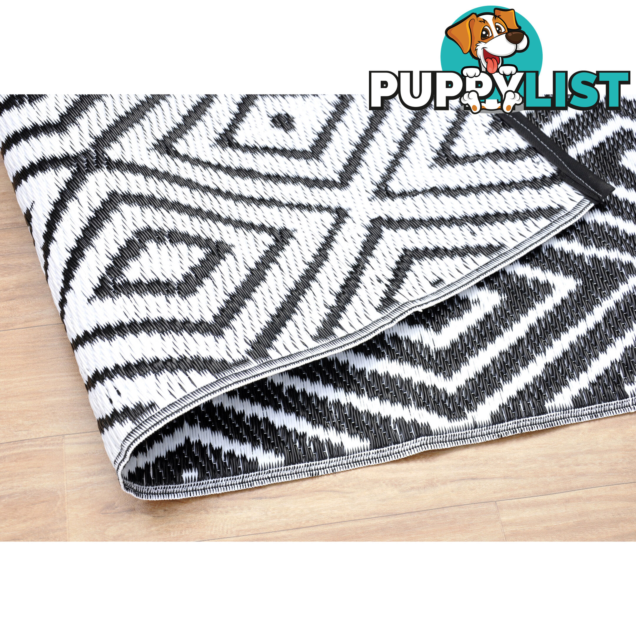 Diamond Reversable Rug Black & White 120x180cm