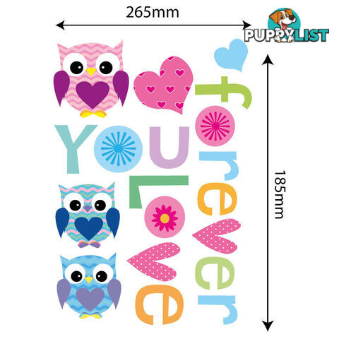 Medium Size Love Forever Owls Wall Sticker - Totally Movable