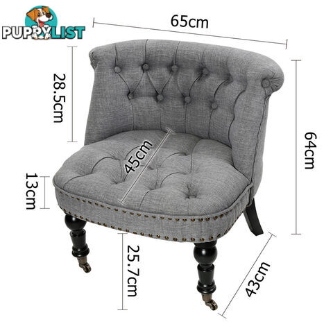 Lorraine Chair French Provincial Linen Fabric Sofa Ash Grey