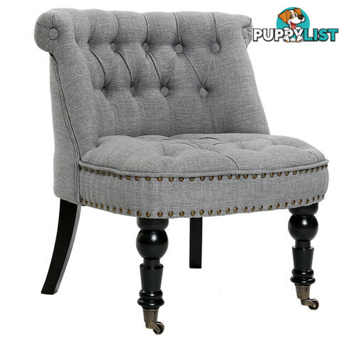 Lorraine Chair French Provincial Linen Fabric Sofa Ash Grey