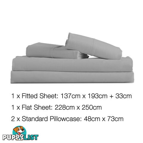 4 Piece Microfibre Sheet Set Double Grey