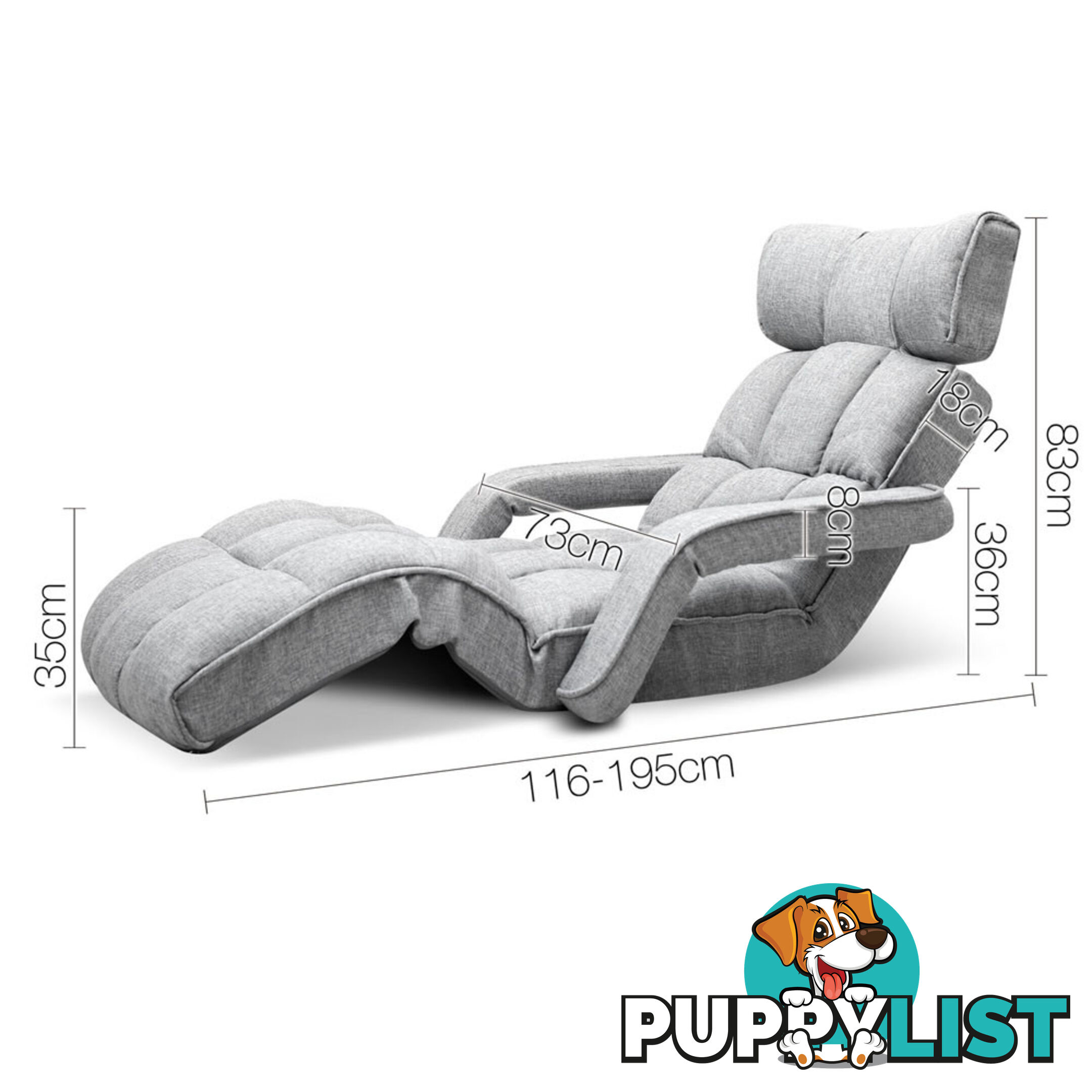 Single Size Lounge Chair with Arms - Charcoal