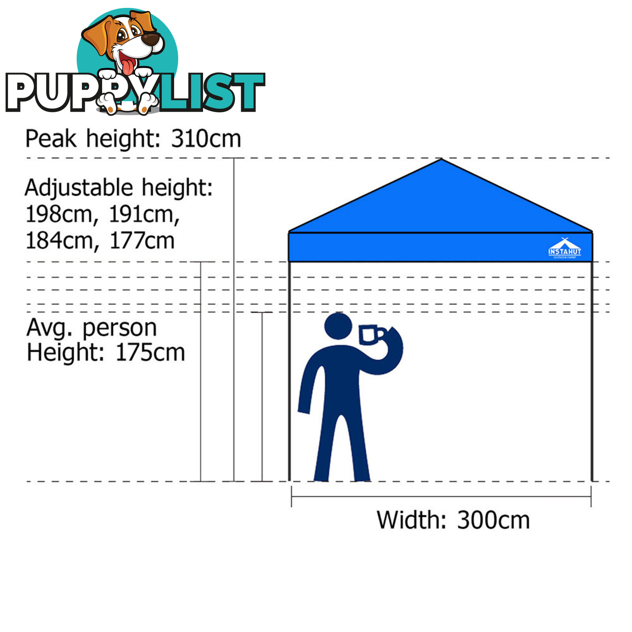 3X3 Pop Up Gazebo - Blue