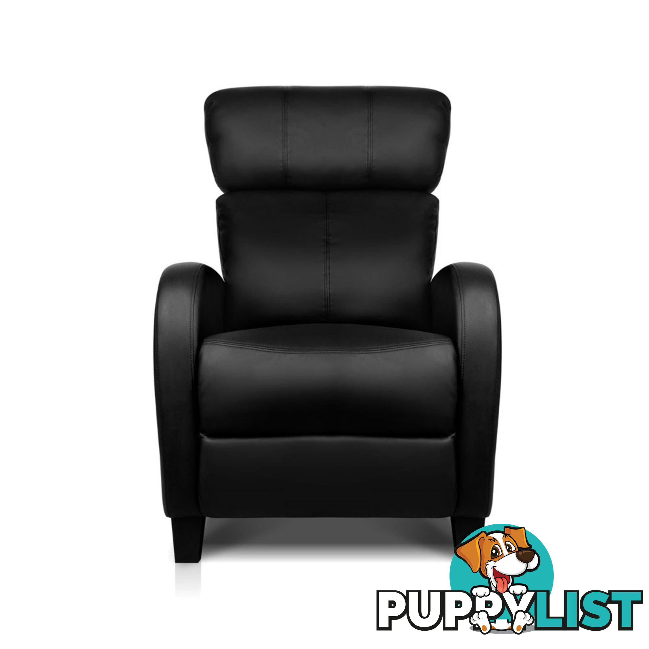 Faux Leather Armchair Recliner - Black