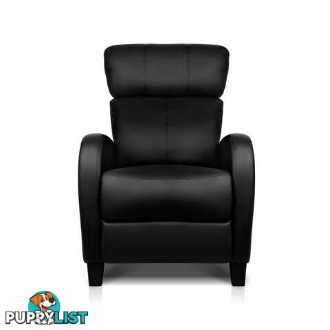 Faux Leather Armchair Recliner - Black