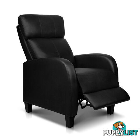 Faux Leather Armchair Recliner - Black