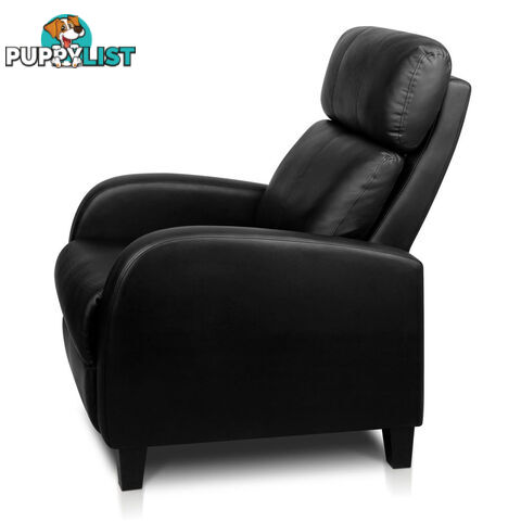 Faux Leather Armchair Recliner - Black